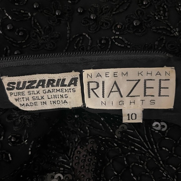 Naeem Khan Riazee Nights Rare Vintage Evening Dress Silk Beaded Black 10 - Picture 4 of 12